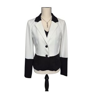 Eric & Lani Colorblock Black / White Lightweight Blazer Jacket | Size Lg. EUC+